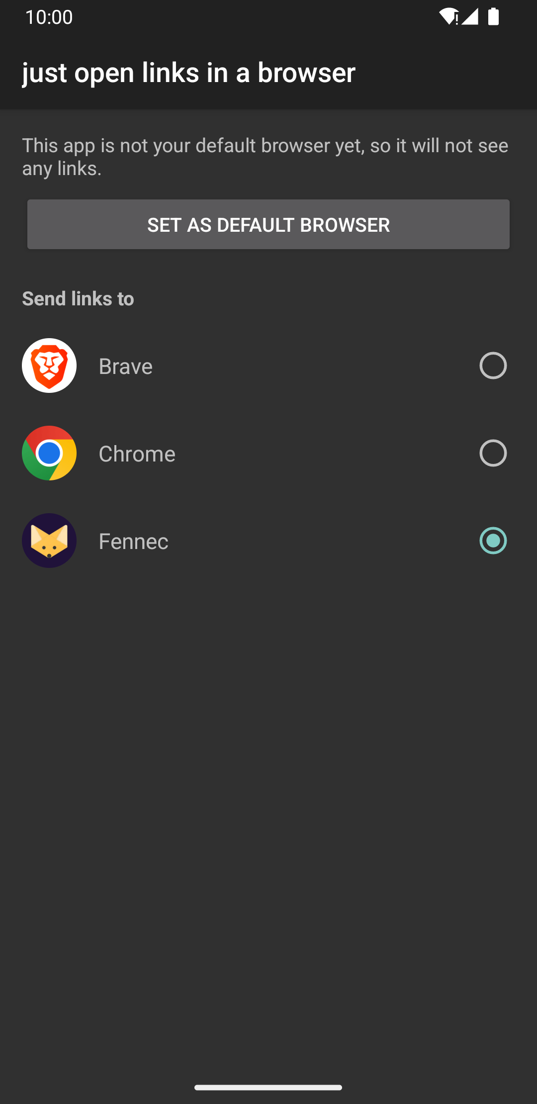 Screenshot of just open links in a browser