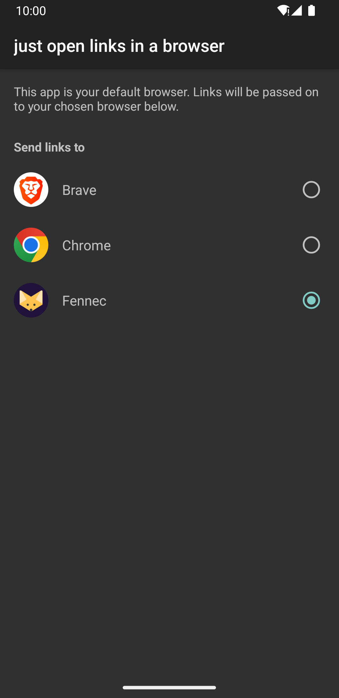 Screenshot of just open links in a browser