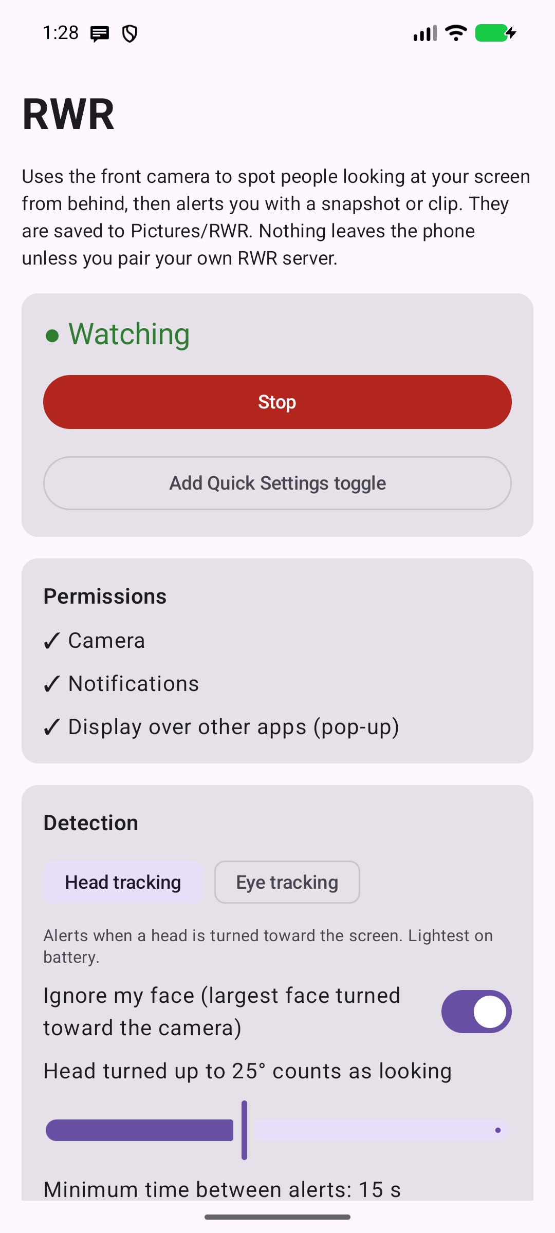 Screenshot of RWR: onlooker alert