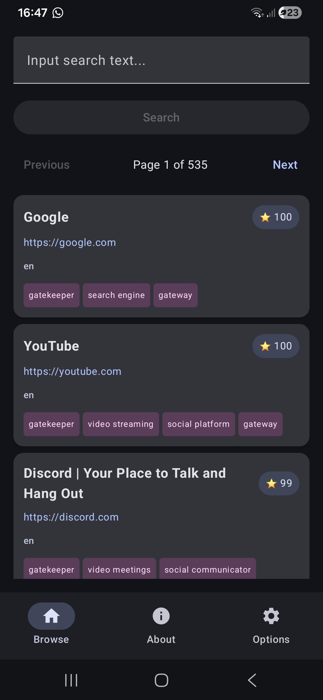 Screenshot of Offline Web Search