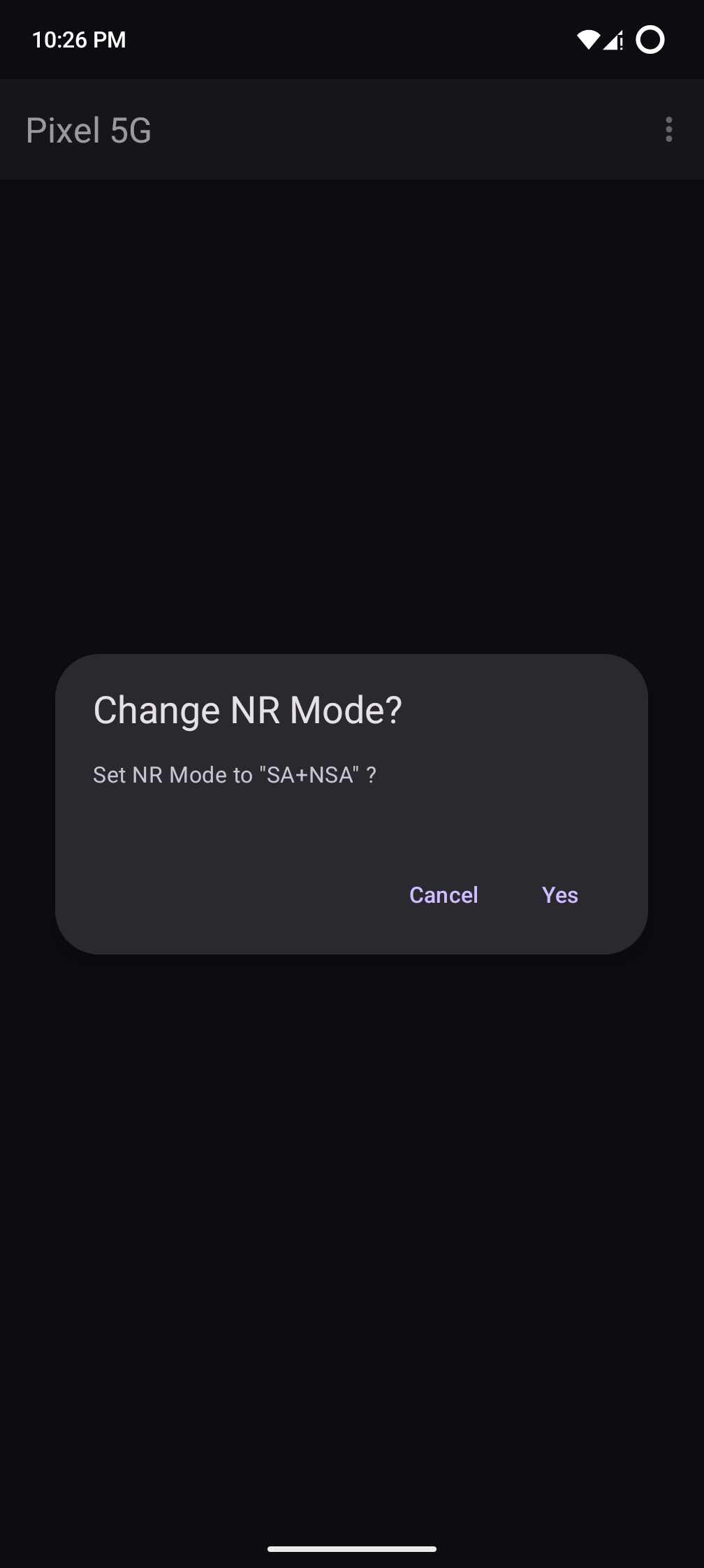 Screenshot of Pixel 5G