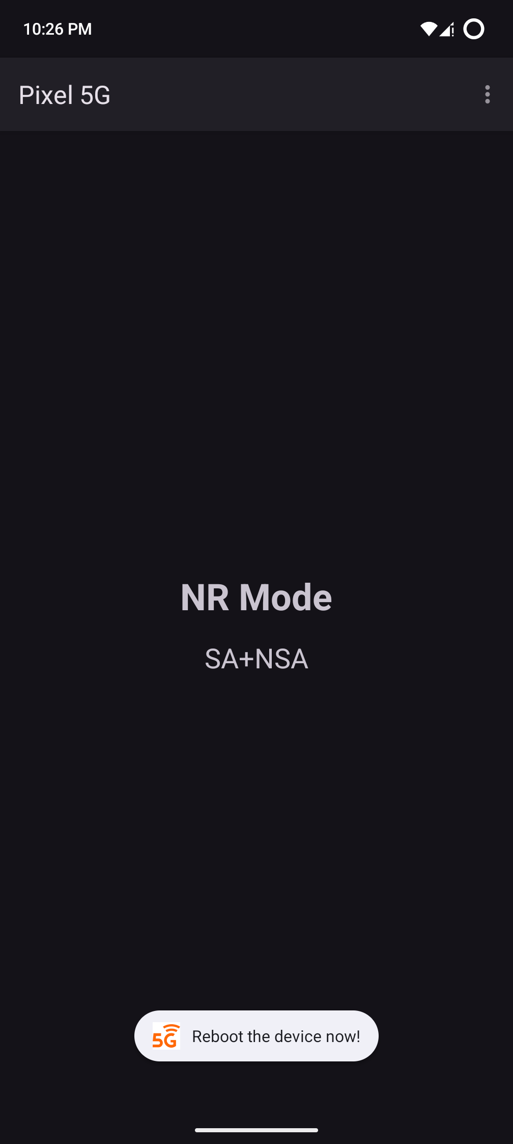 Screenshot of Pixel 5G
