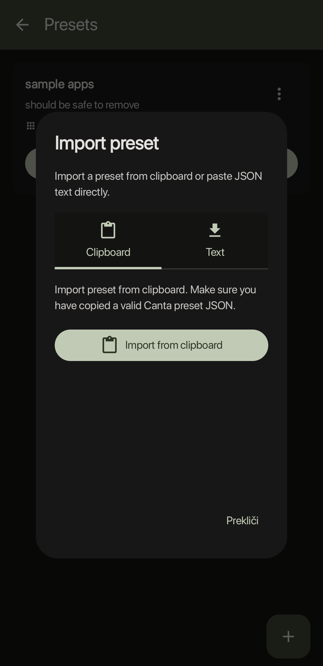 Screenshot of Canta