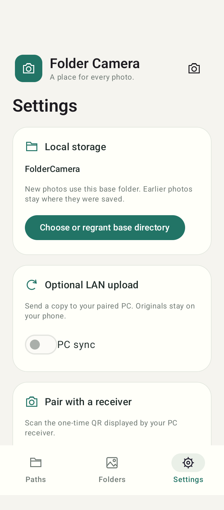 Screenshot of Folder Camera