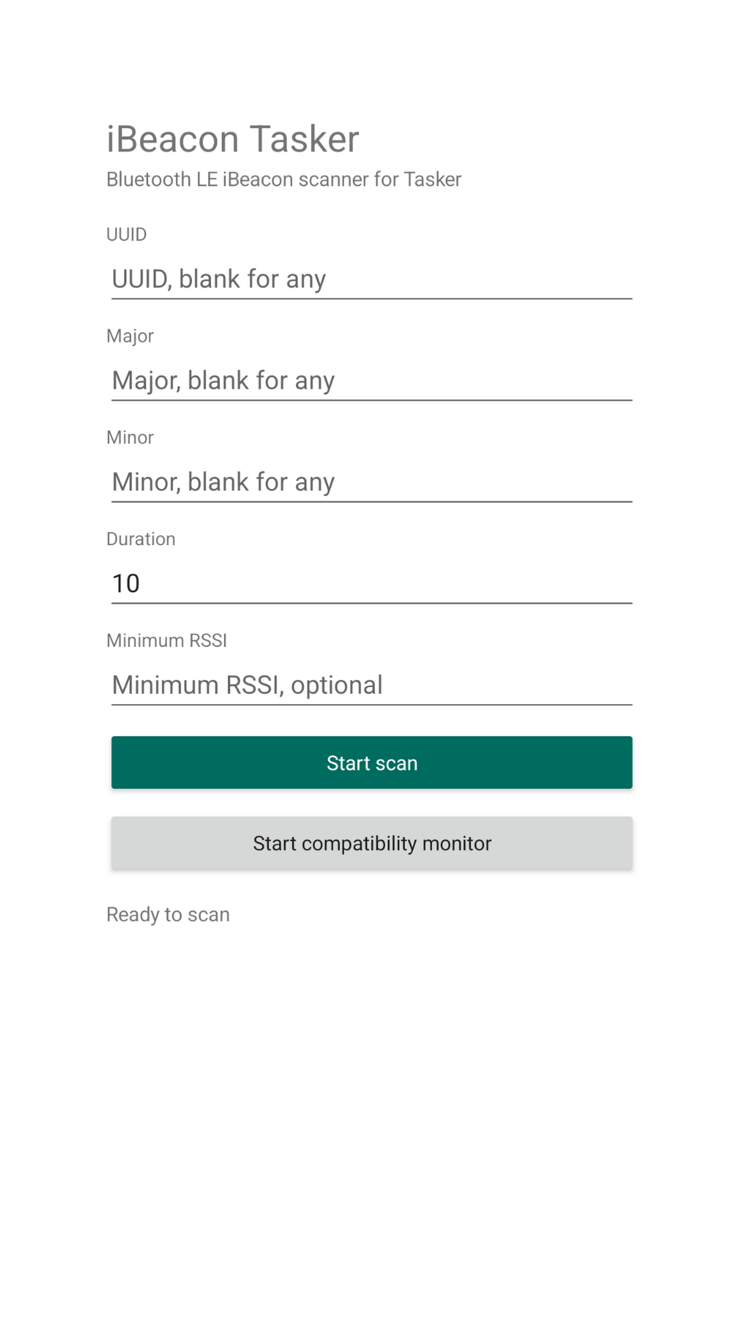 Screenshot of iBeacon Tasker Plugin