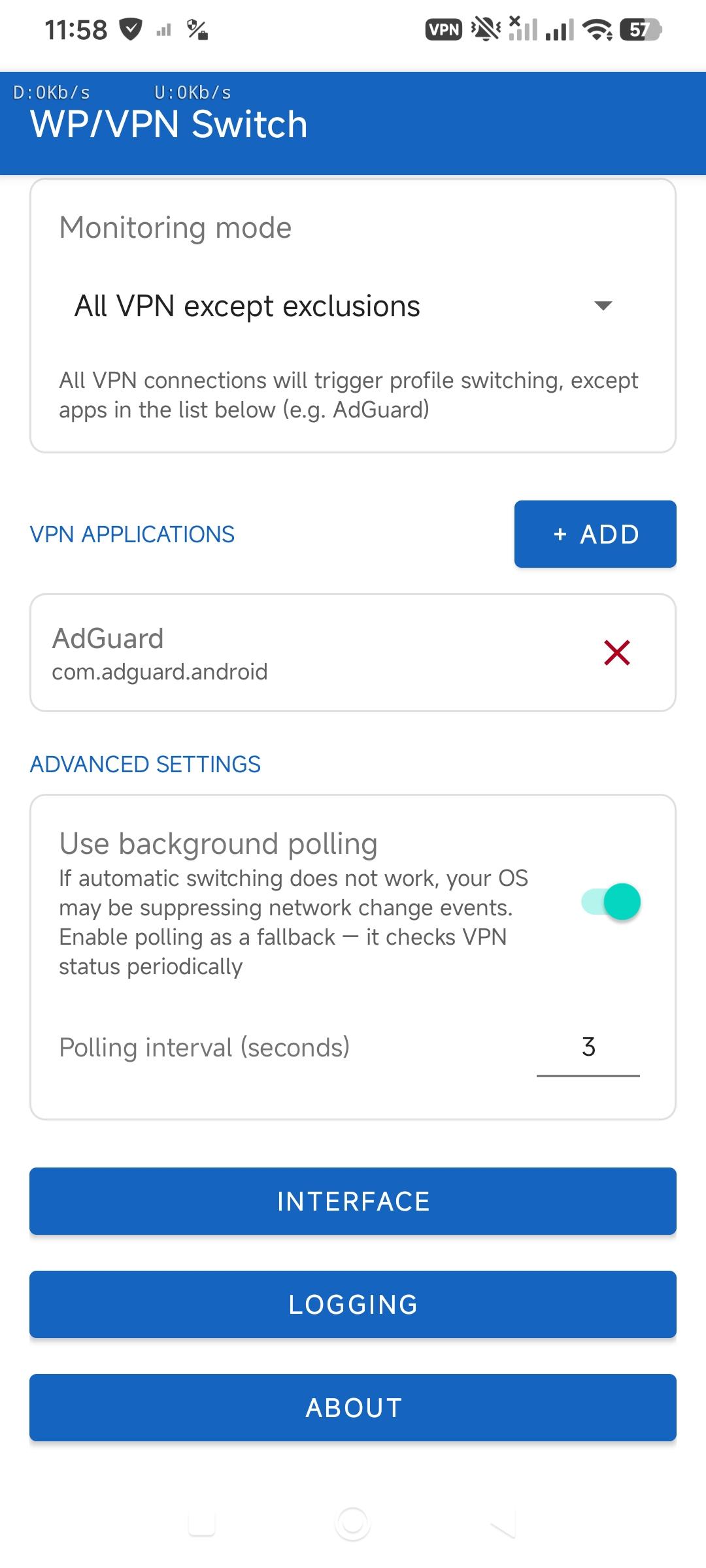 Screenshot of Work Profile VPN Switcher