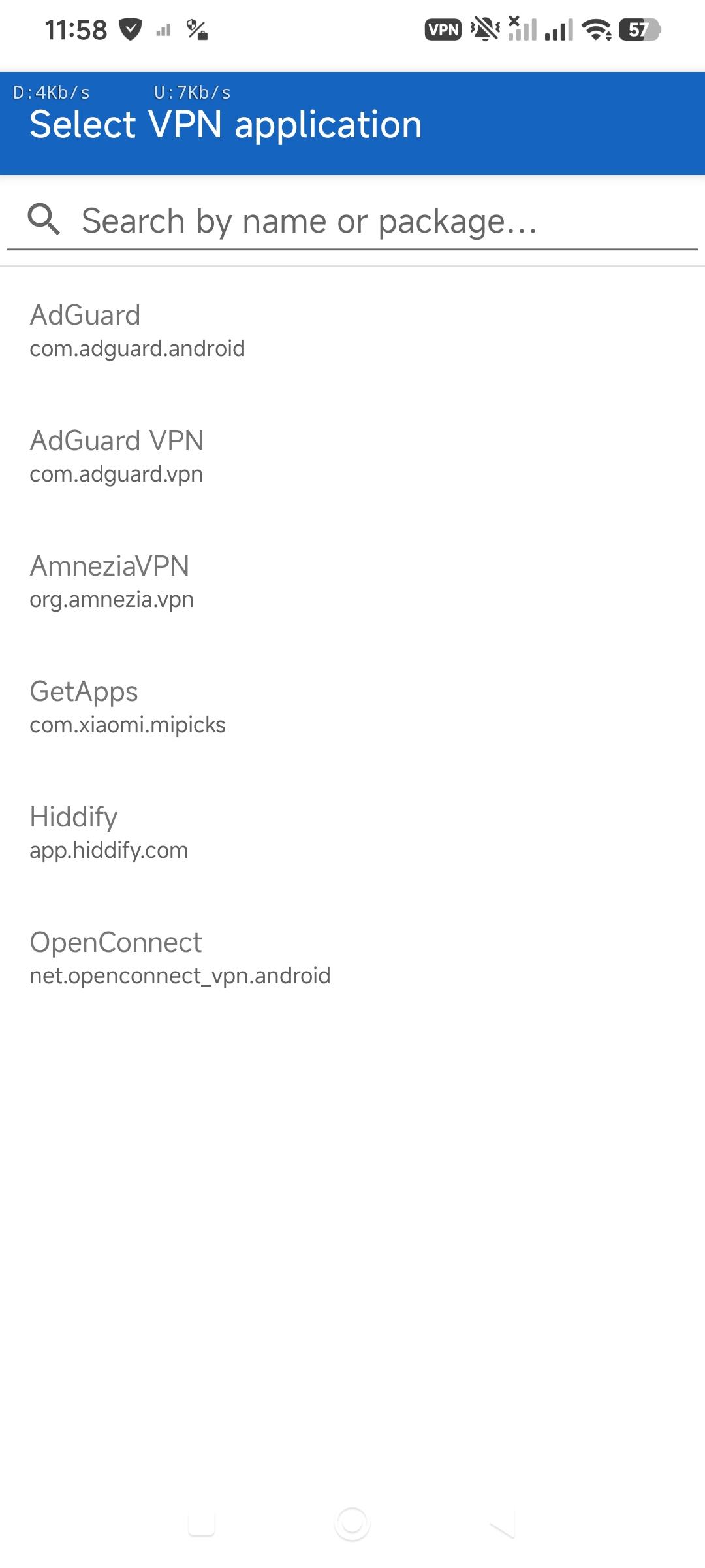 Screenshot of Work Profile VPN Switcher