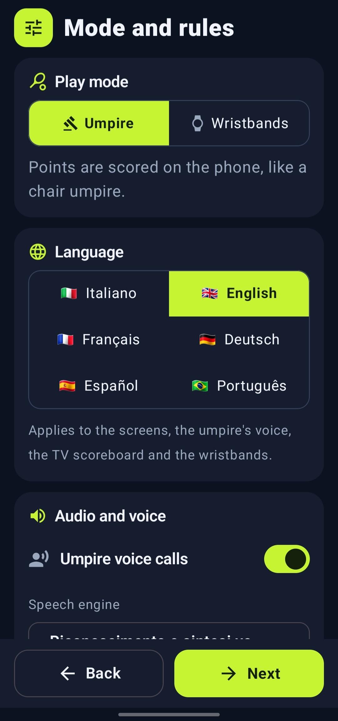 Screenshot of Tennis Score Manager