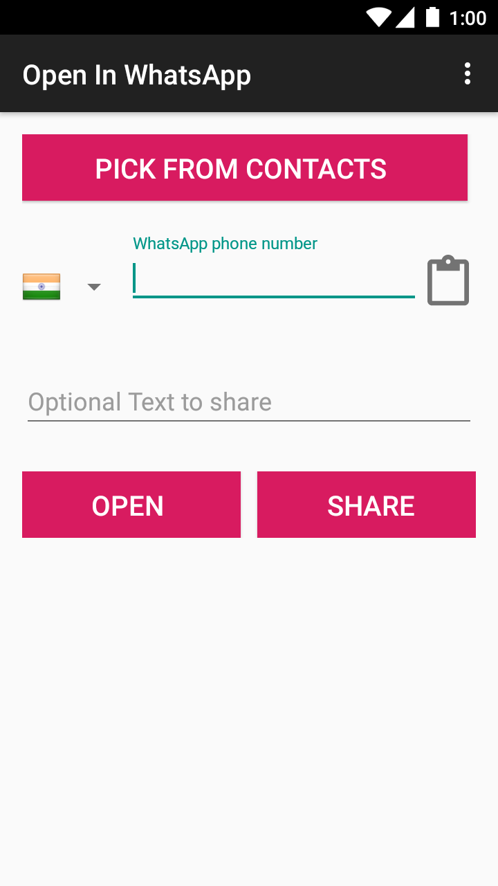 Screenshot of Open In WhatsApp