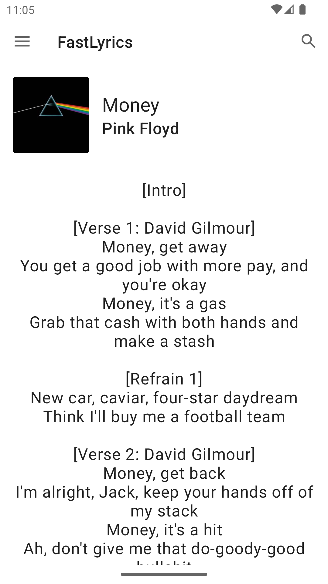 Screenshot of FastLyrics