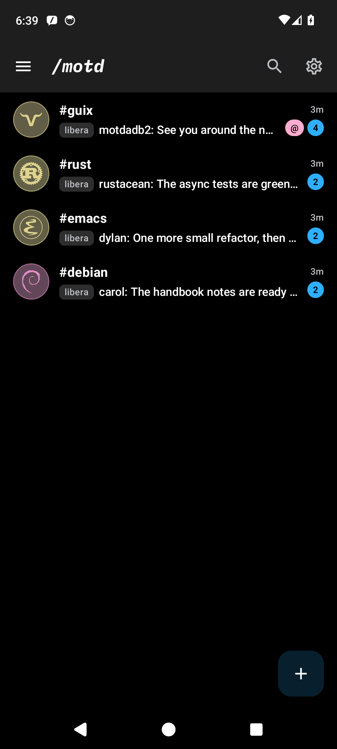 Screenshot of motd