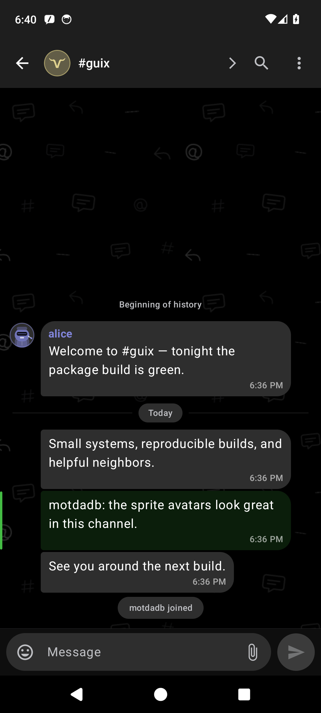 Screenshot of motd