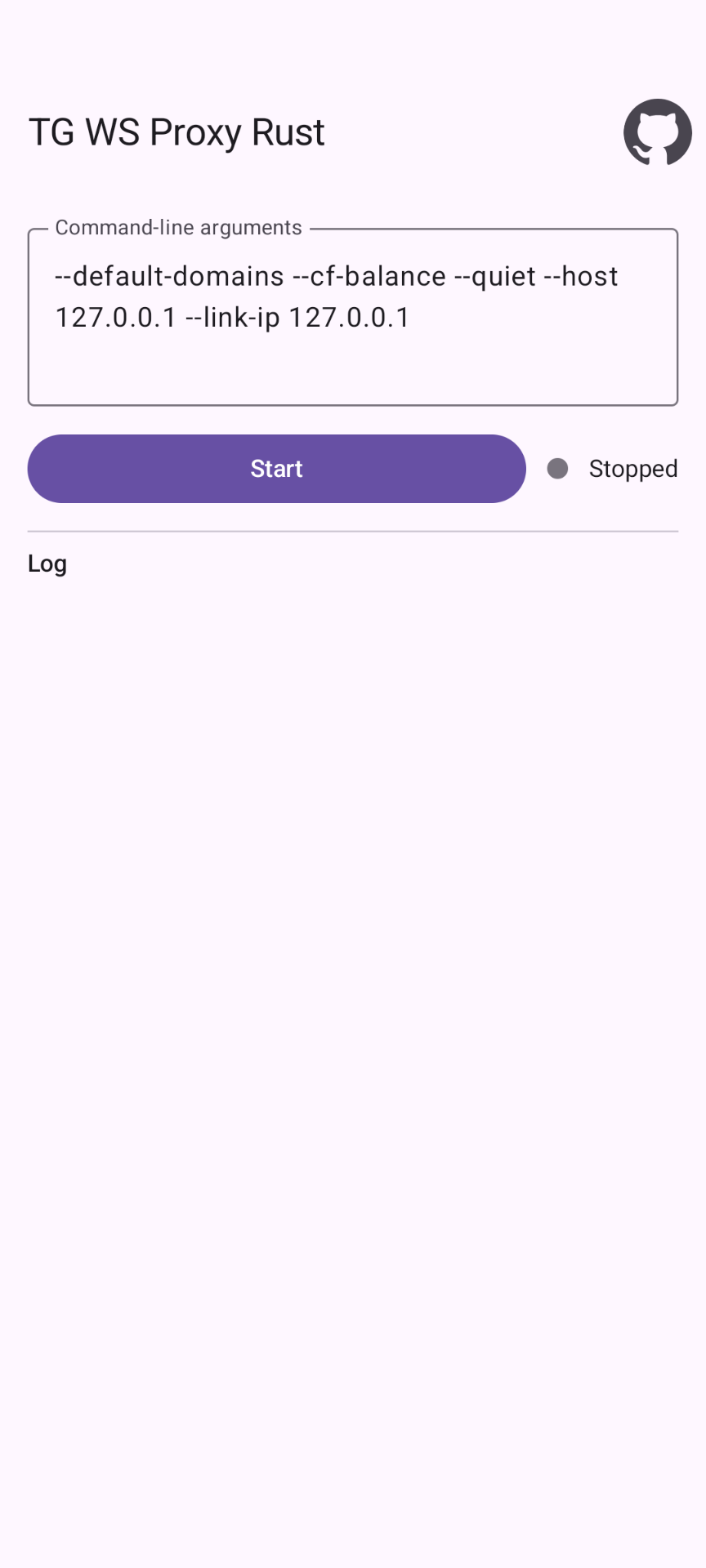 Screenshot of TG WS Proxy