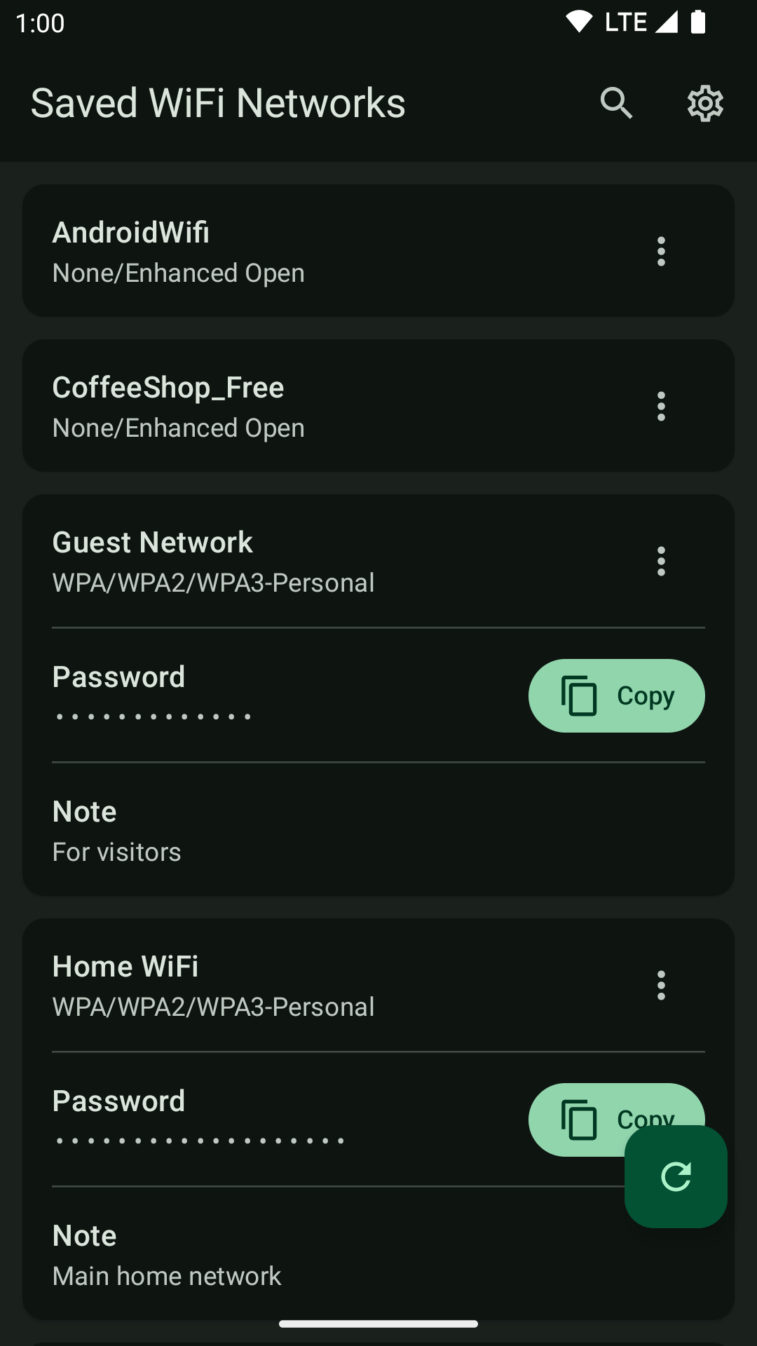 Screenshot of WiFi Password Manager