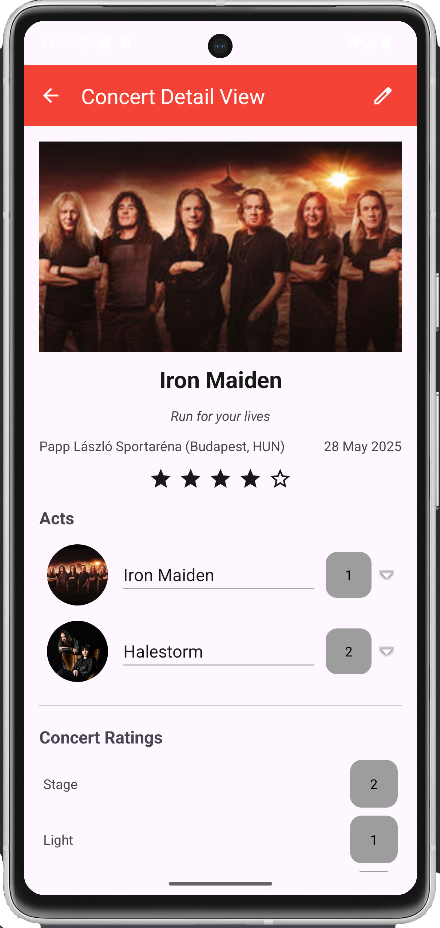 Screenshot of Concert Diary