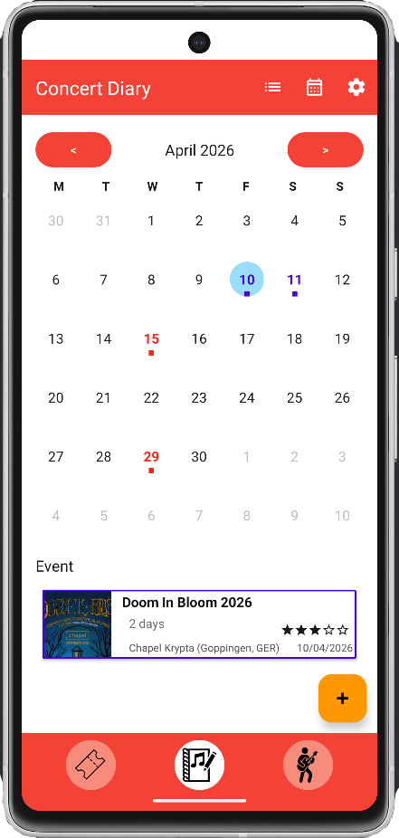 Screenshot of Concert Diary