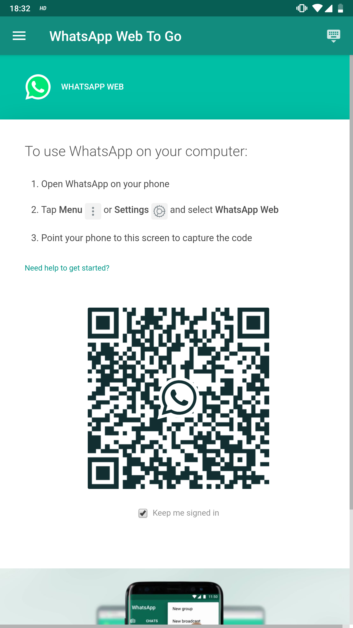 Screenshot of Whatsapp Web To Go - Mobile Client for Whatsapp We
