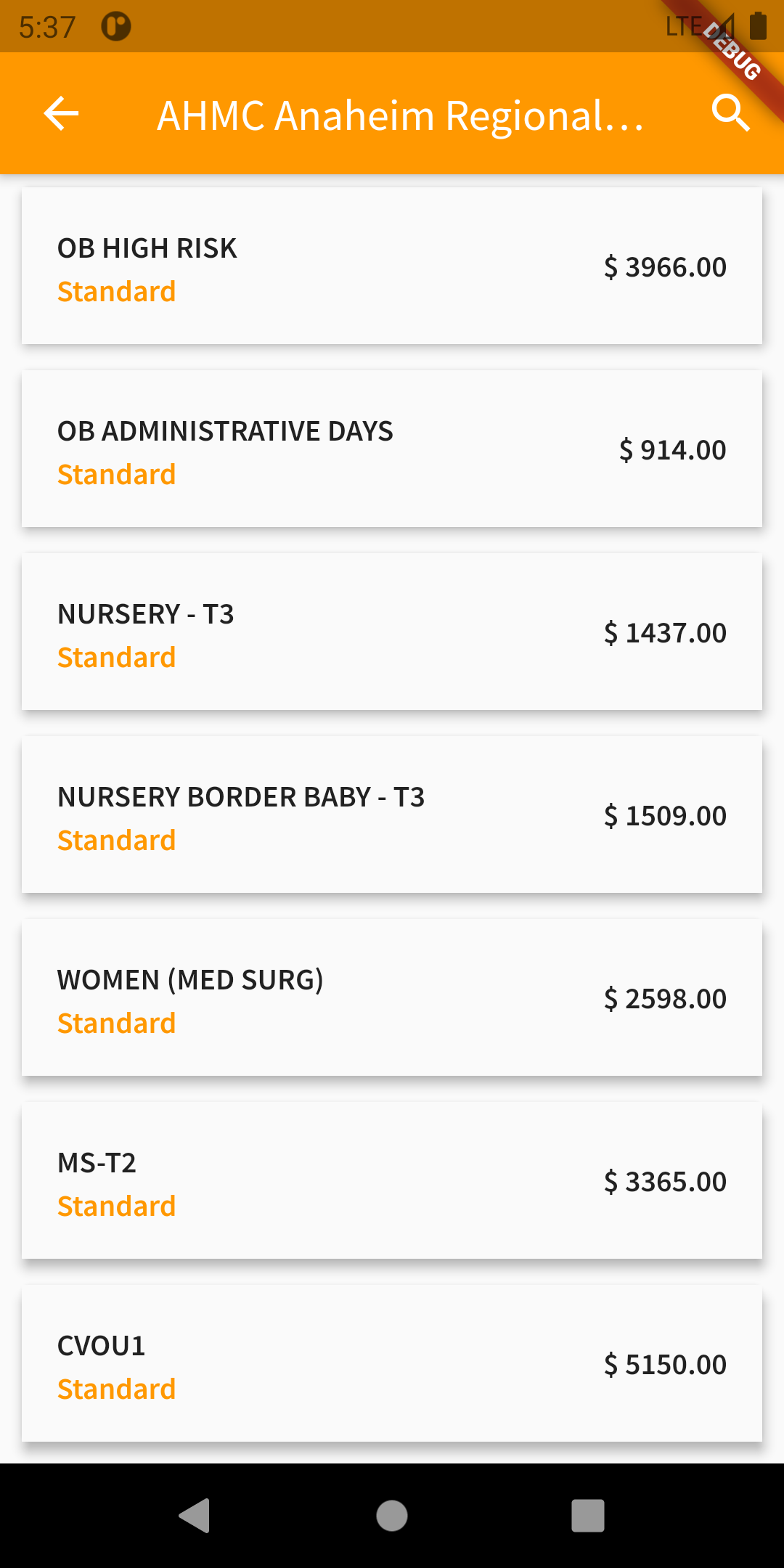 Screenshot of LibreHealth Cost Of Care Explorer