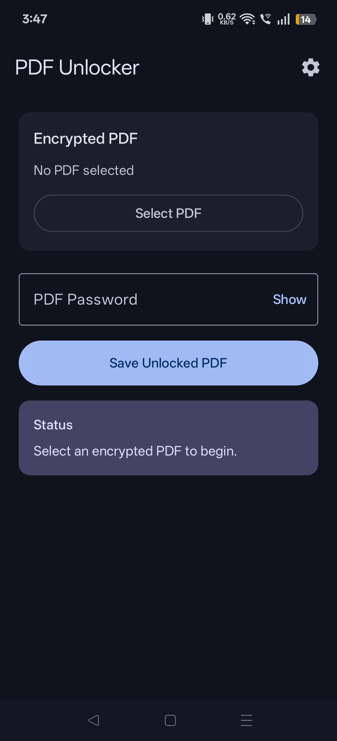 Screenshot of PDF Unlocker