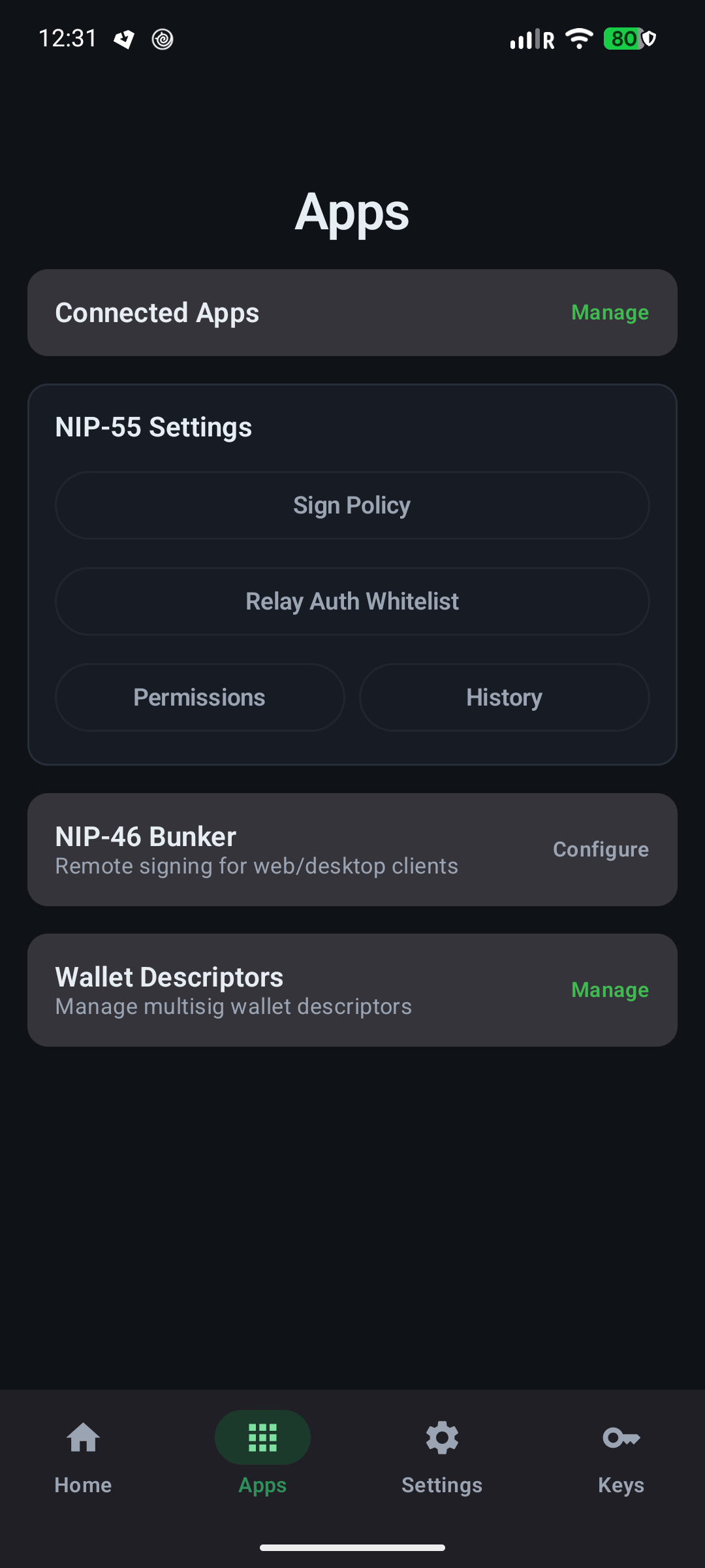 Screenshot of Keep: FROST Nostr Signer