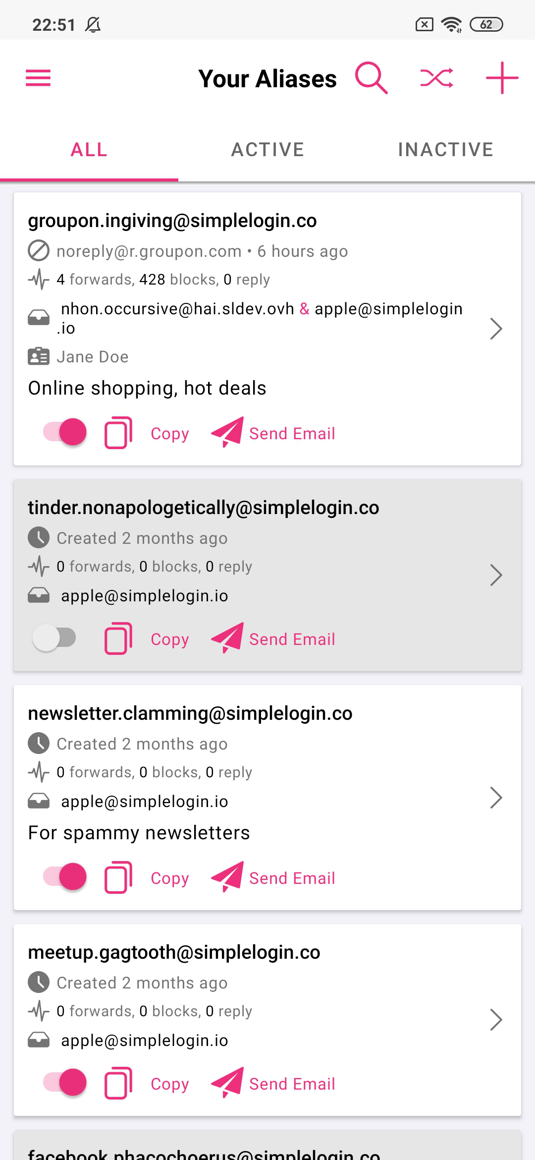 Screenshot of SimpleLogin | Anti-spam
