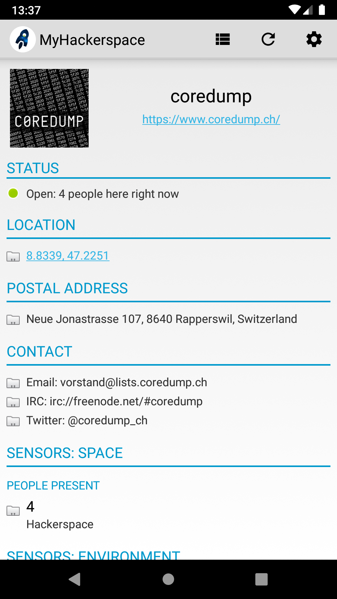 Screenshot of MyHackerspace (New)