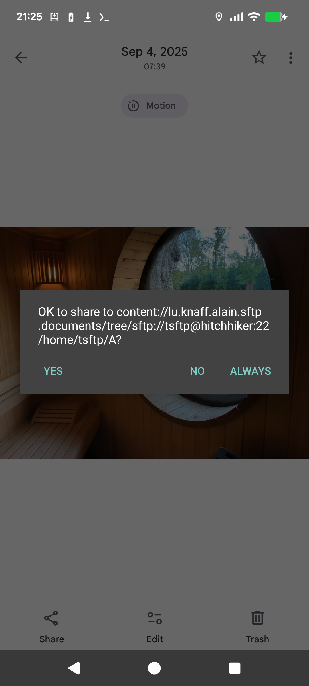 Screenshot of Share to folder