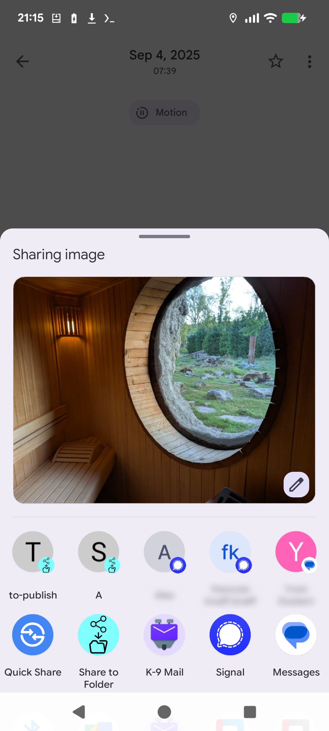 Screenshot of Share to folder