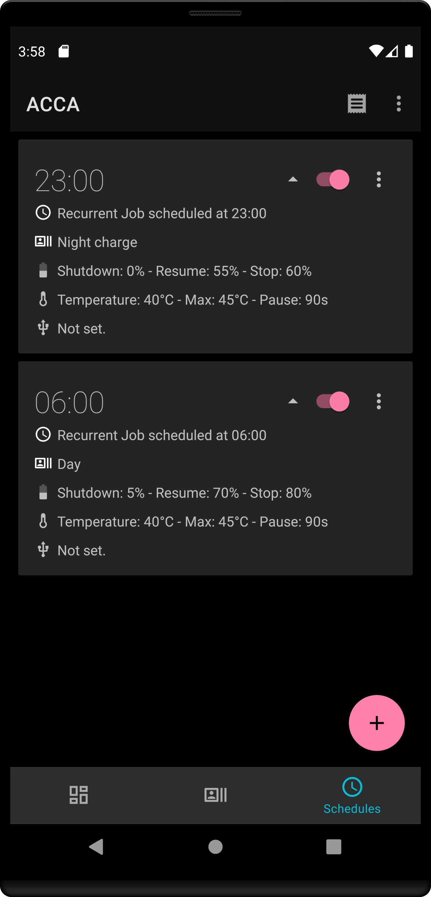 Screenshot of Advanced Charging Controller (ACCA) 