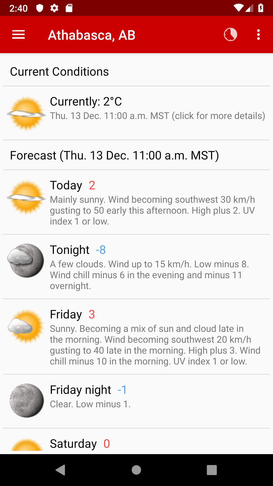 Screenshot of Canada Weather & Radar