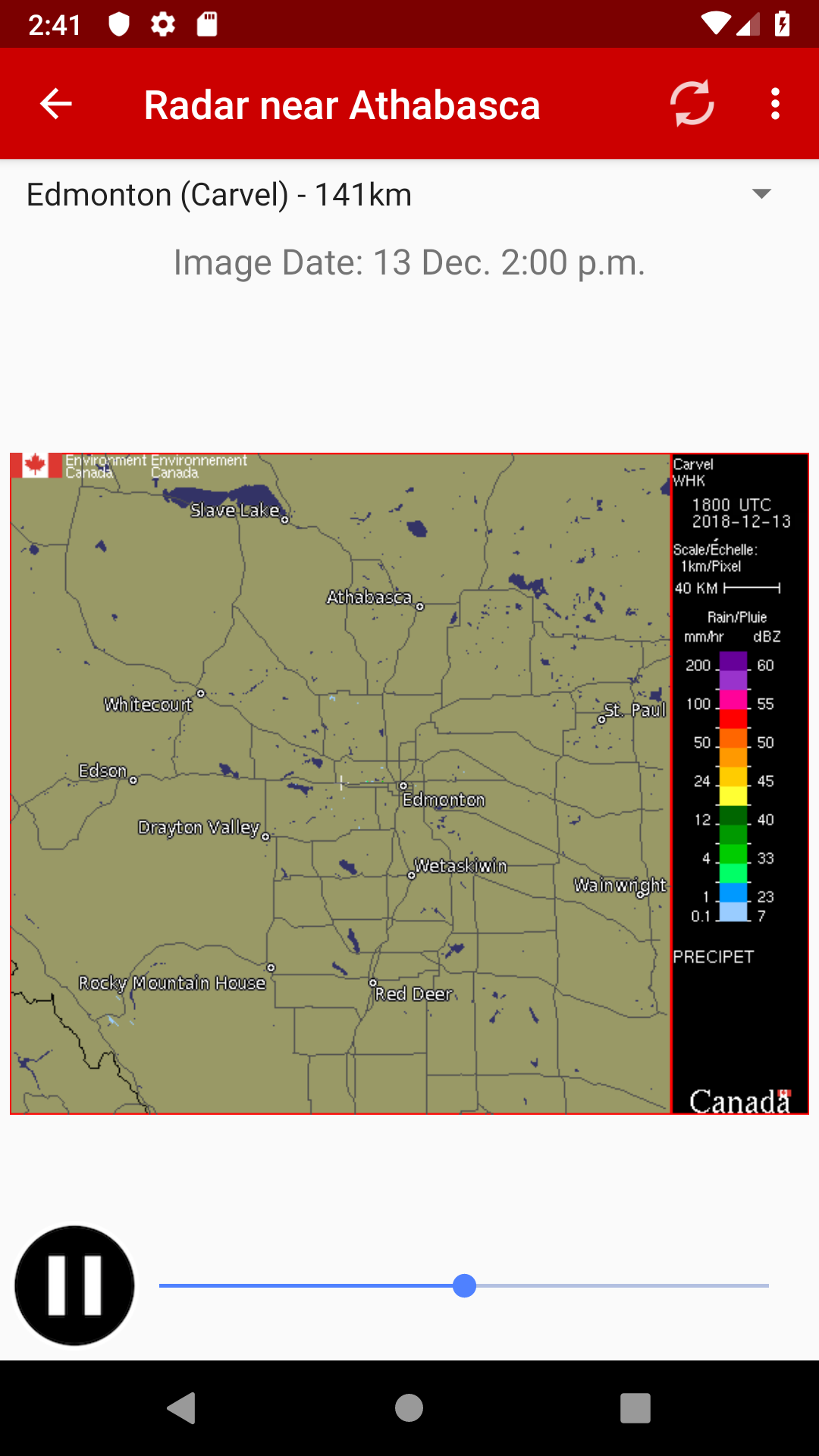 Screenshot of Canada Weather & Radar