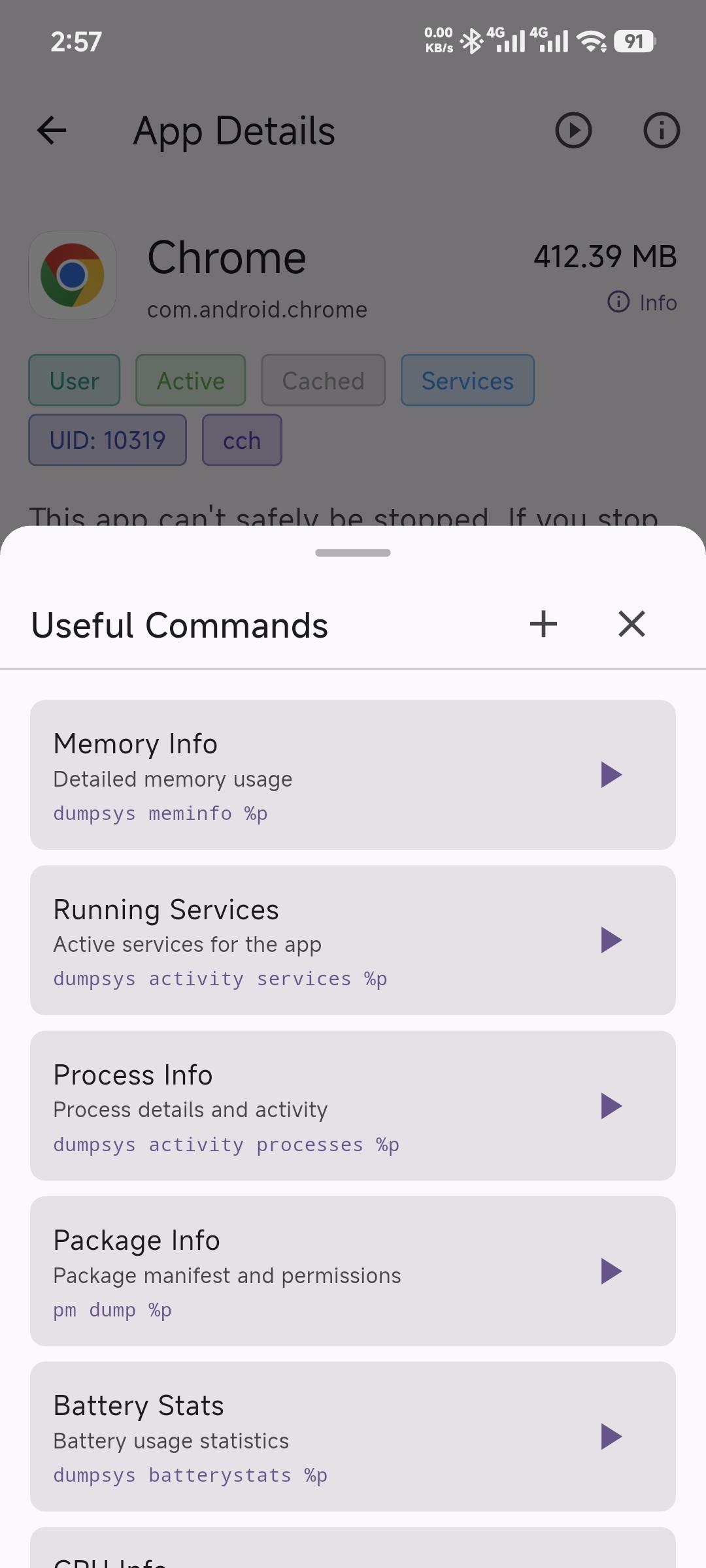 Screenshot of Running Services Monitor