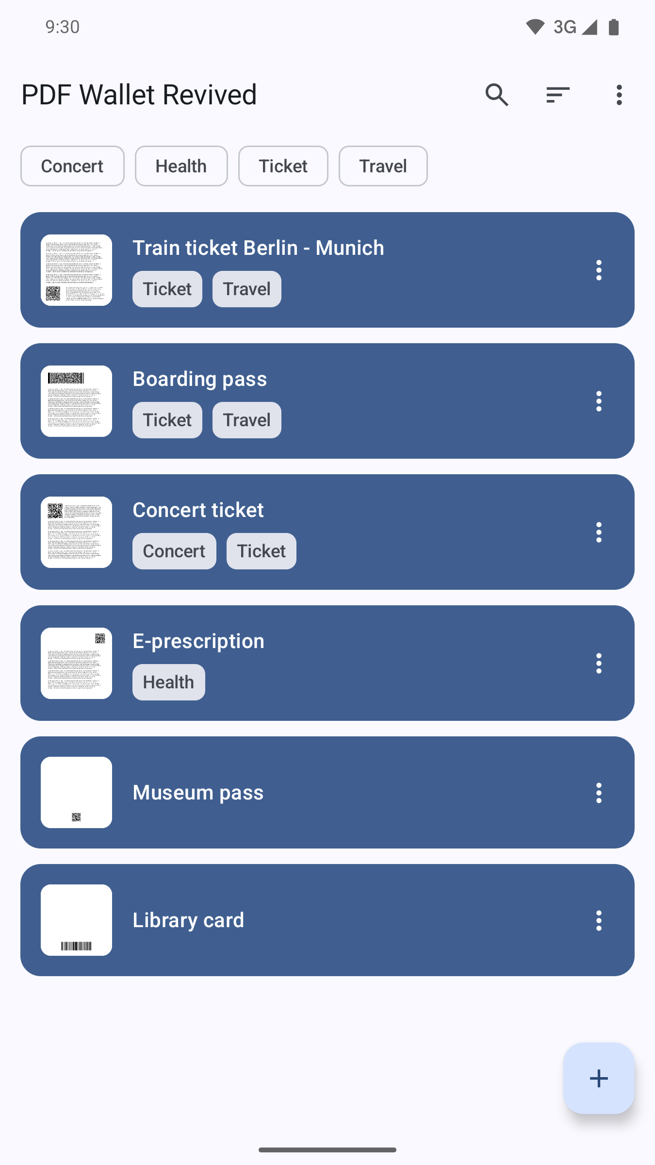 Screenshot of PDF Wallet Revived