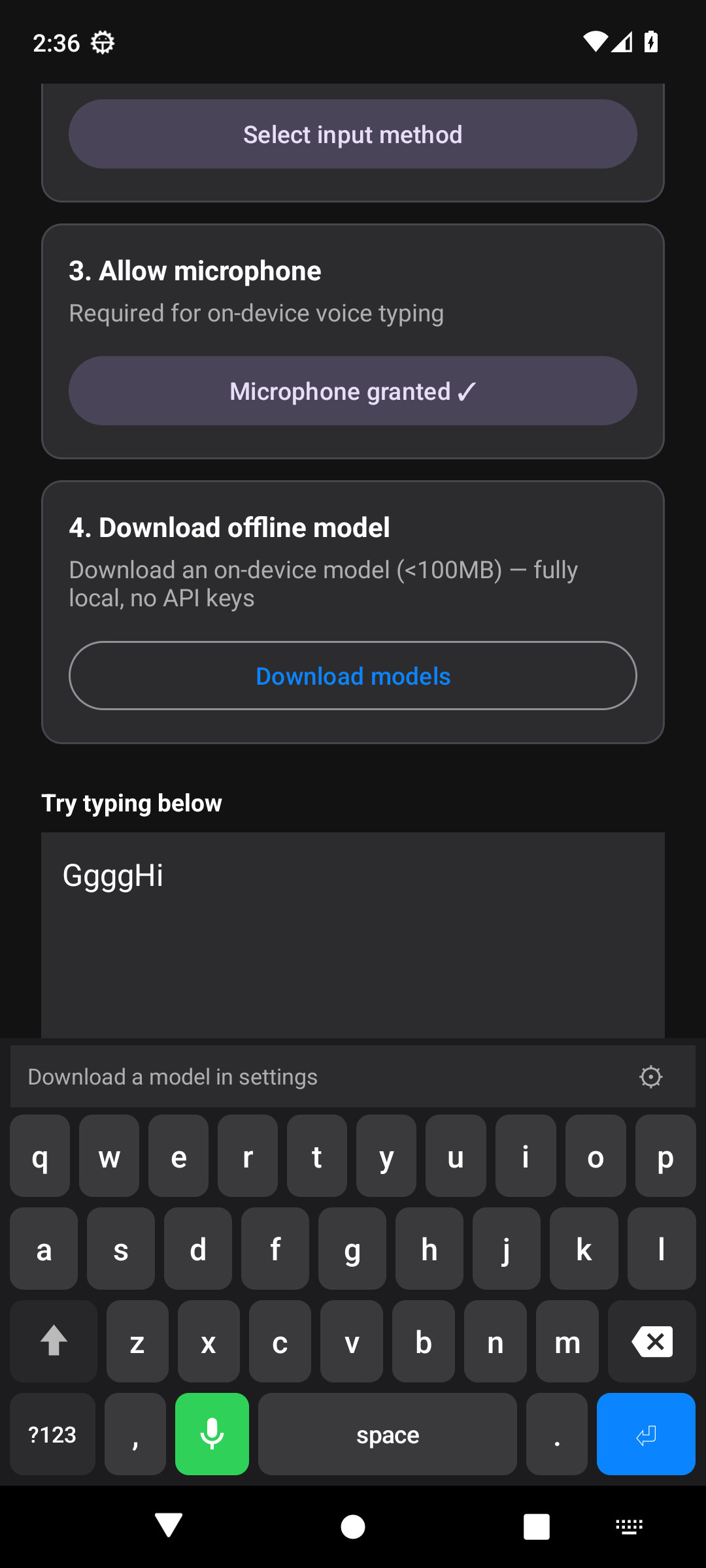 Screenshot of WhisperType Keyboard