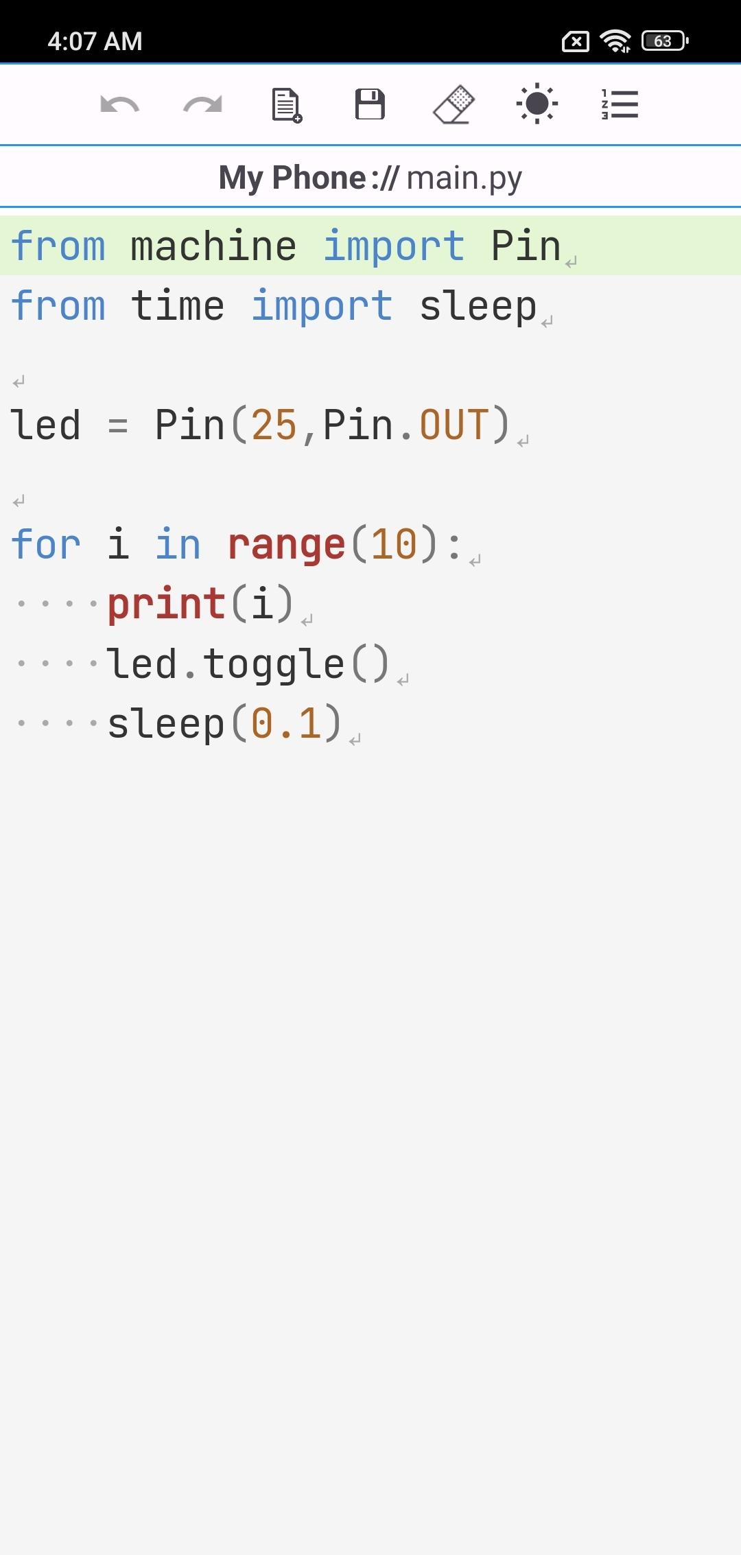 Screenshot of Micro REPL