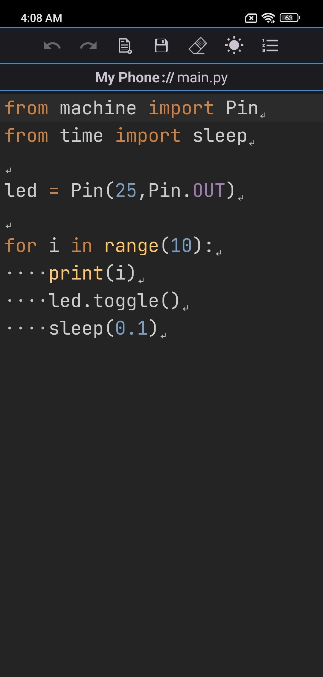 Screenshot of Micro REPL
