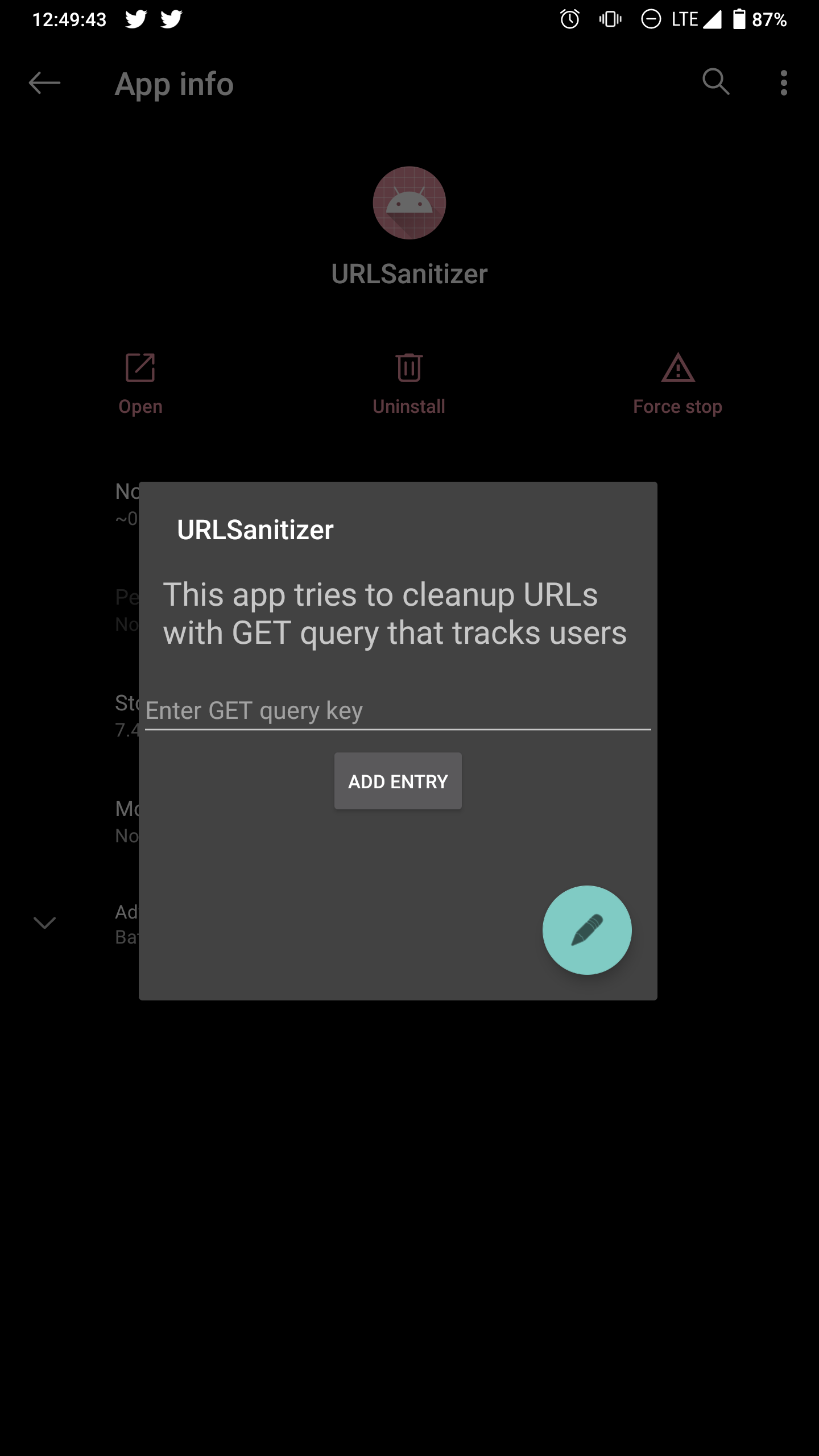 Screenshot of URLSanitizer