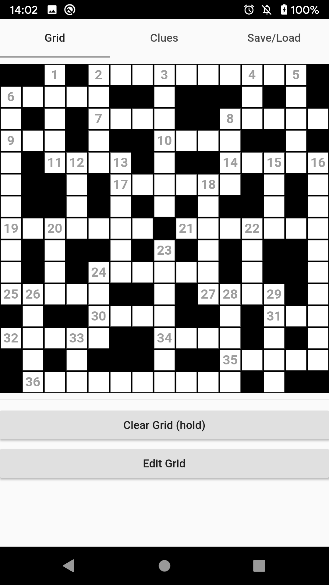 Screenshot of Puzzle Grid