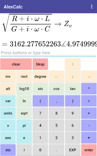 Screenshot of AlexCalc