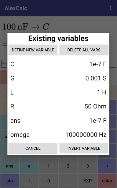 Screenshot of AlexCalc