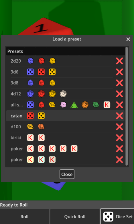 Screenshot of Godot Dice Roller