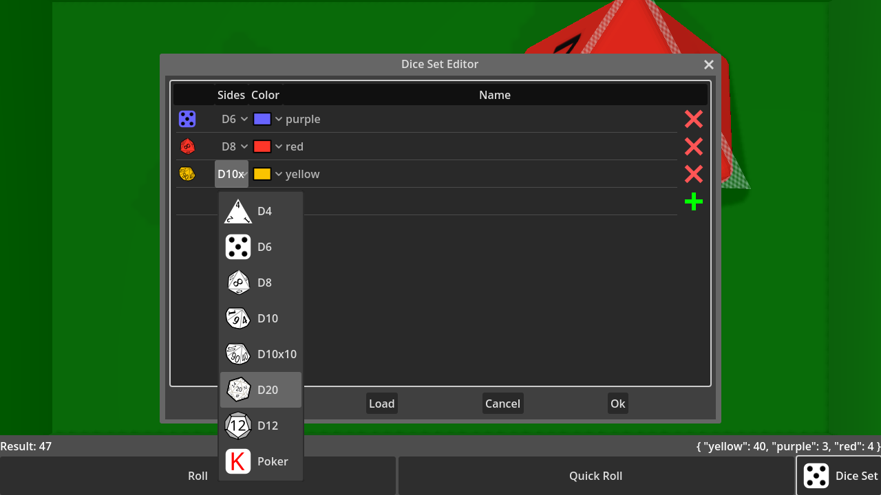 Screenshot of Godot Dice Roller