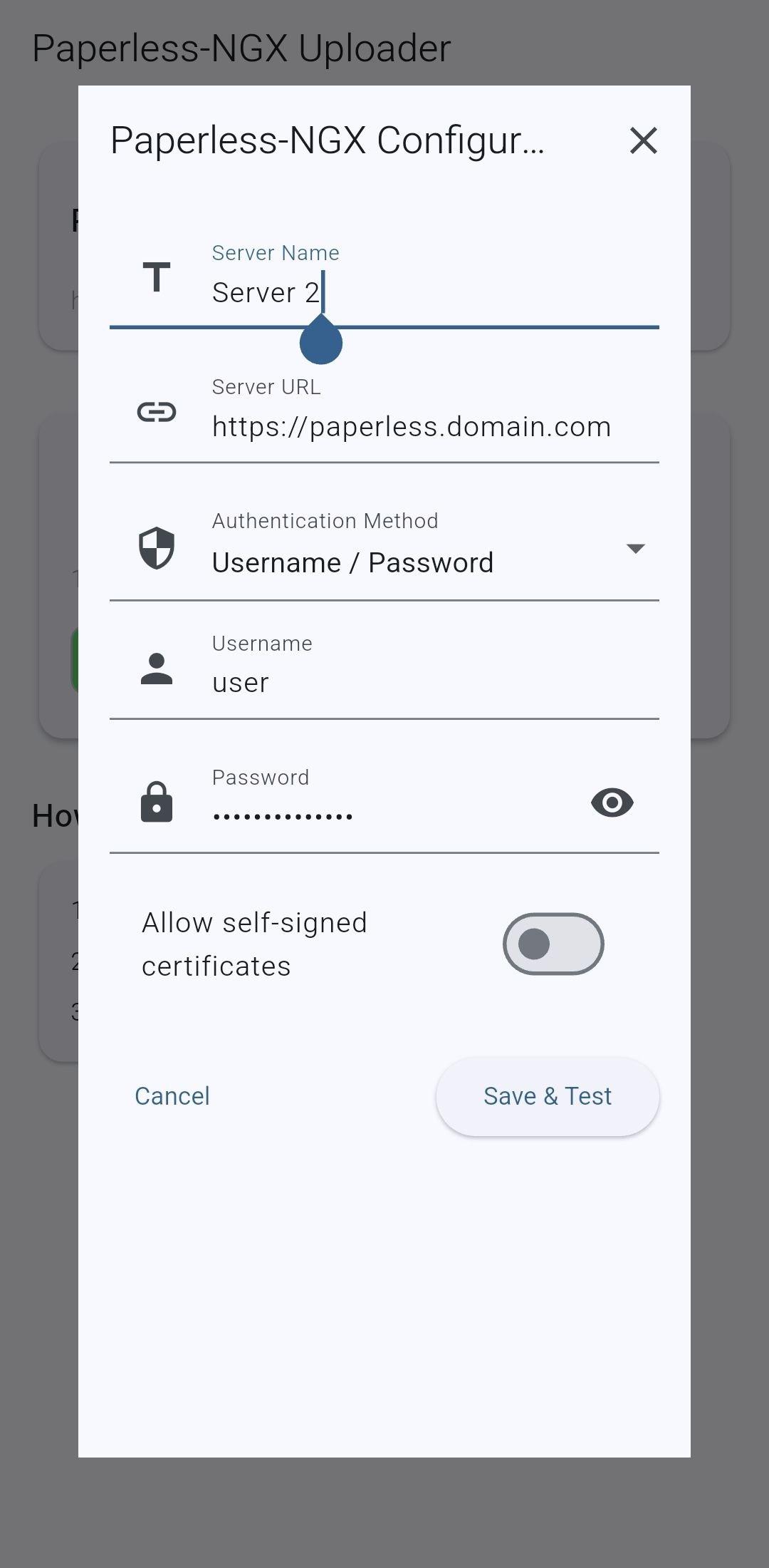 Screenshot of Paperless NGX Uploader