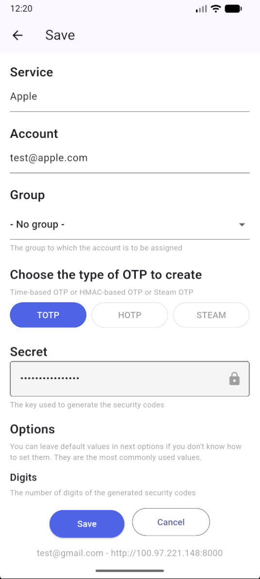 Screenshot of Pocket2FA