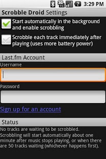 Screenshot of Scrobble Droid