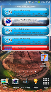Screenshot of NWS Weather Alerts Widget