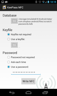Screenshot of KeePass NFC