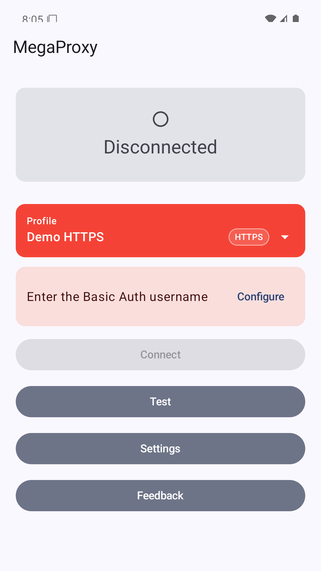 Screenshot of MegaProxy