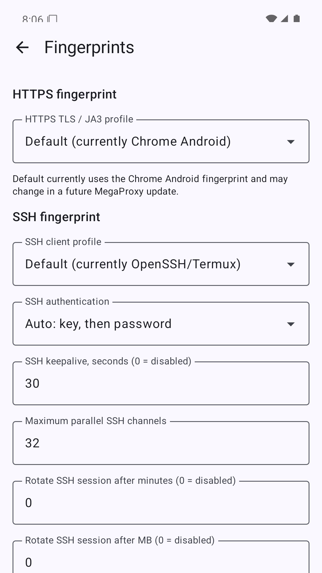Screenshot of MegaProxy