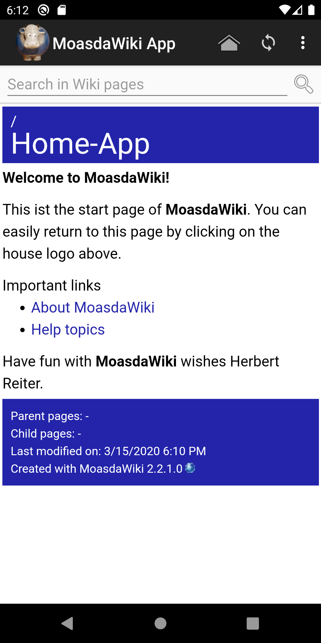 Screenshot of MoasdaWiki App